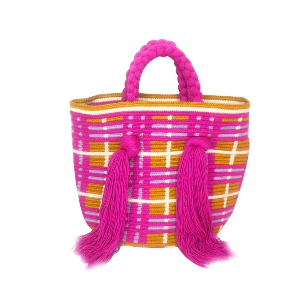 NEW LE POM POM mini tassel bag in olive & purple
